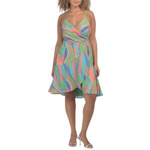 HUTCH Geo Sleeveless Back Tie Wrap Midi Dress